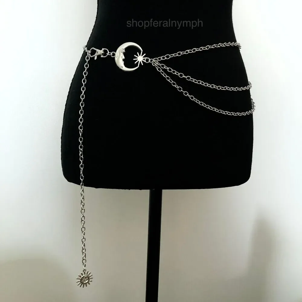 Silver Moon Sun Triple Layer Body Chain Waist Belt, Fits 15–41 Inches, X7GA1236